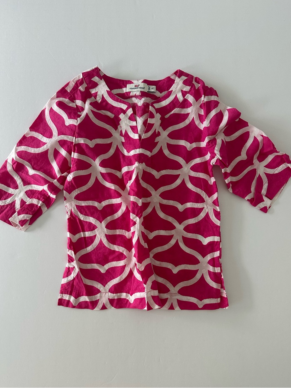 Vineyard Vines Girls Pink and White Tunic Dress Size 4 Summer Beach Casual Dress